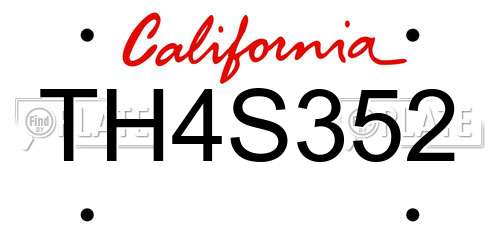 TH4S352 California License Plate