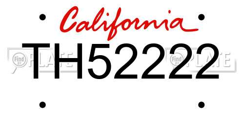 TH52222 California License Plate