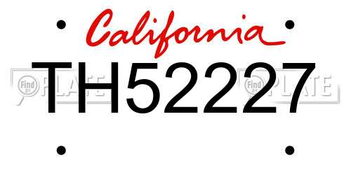TH52227 California License Plate