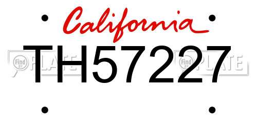 TH57227 California License Plate