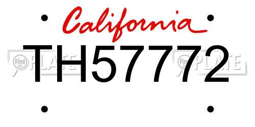 TH57772 California License Plate