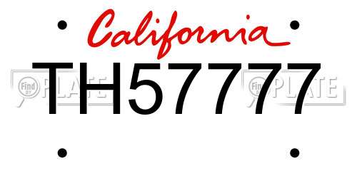 TH57777 California License Plate