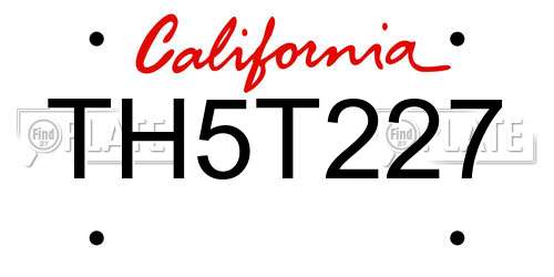 TH5T227 California License Plate