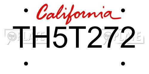 TH5T272 California License Plate