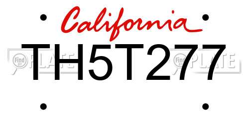 TH5T277 California License Plate