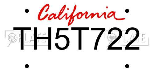 TH5T722 California License Plate