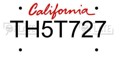 TH5T727 California License Plate