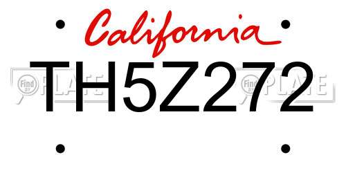 TH5Z272 California License Plate