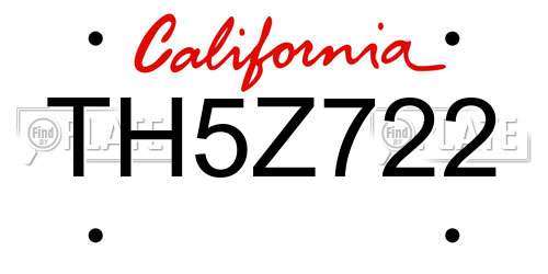 TH5Z722 California License Plate