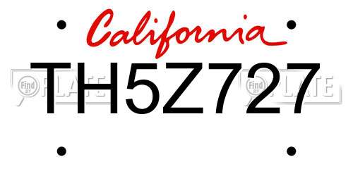TH5Z727 California License Plate