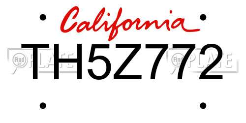 TH5Z772 California License Plate