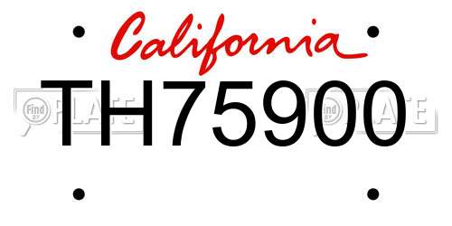 TH75900 California License Plate