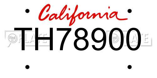 TH78900 California License Plate