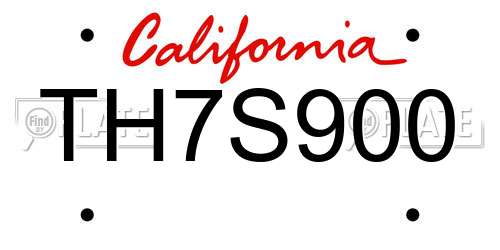 TH7S900 California License Plate