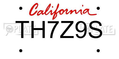 TH7Z9S California License Plate