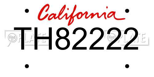 TH82222 California License Plate