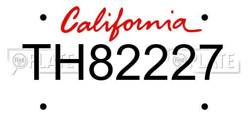TH82227 California License Plate