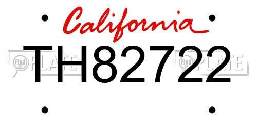 TH82722 California License Plate