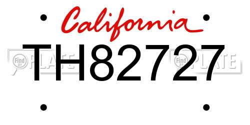 TH82727 California License Plate