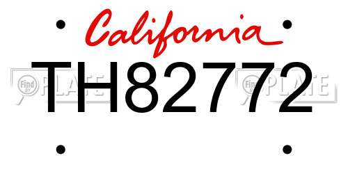 TH82772 California License Plate