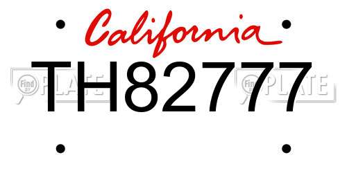 TH82777 California License Plate