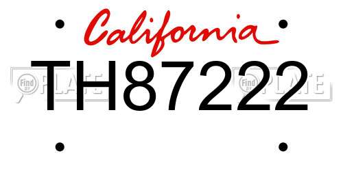 TH87222 California License Plate
