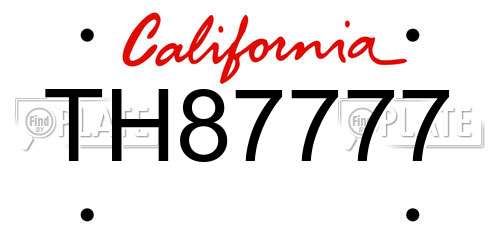 TH87777 California License Plate