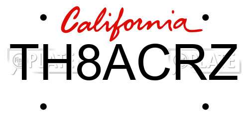 TH8ACRZ California License Plate