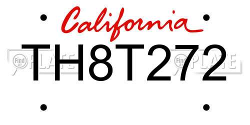 TH8T272 California License Plate