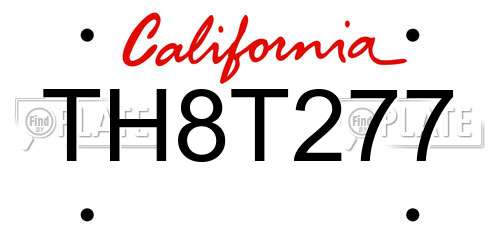 TH8T277 California License Plate