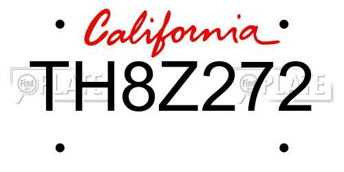 TH8Z272 California License Plate