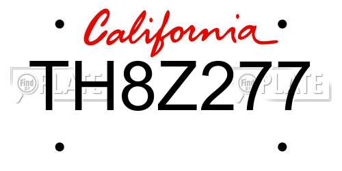 TH8Z277 California License Plate
