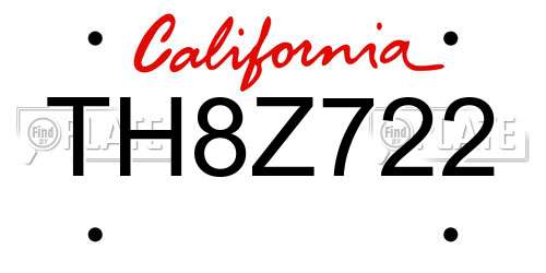 TH8Z722 California License Plate