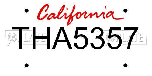 THA5357 California License Plate