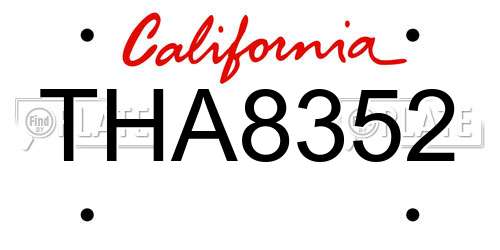 THA8352 California License Plate
