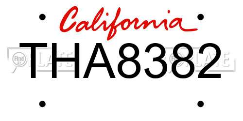 THA8382 California License Plate
