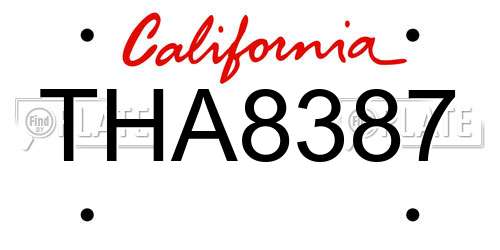 THA8387 California License Plate