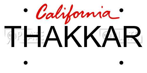 THAKKAR California License Plate