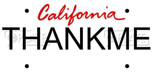 THANKME California License Plate