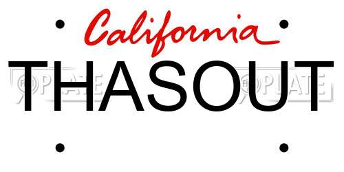 THASOUT California License Plate