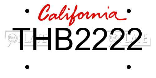THB2222 California License Plate