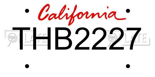 THB2227 California License Plate