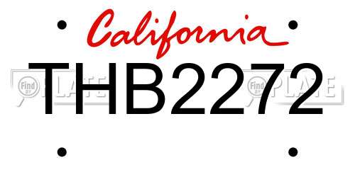 THB2272 California License Plate