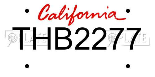 THB2277 California License Plate