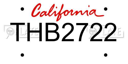 THB2722 California License Plate