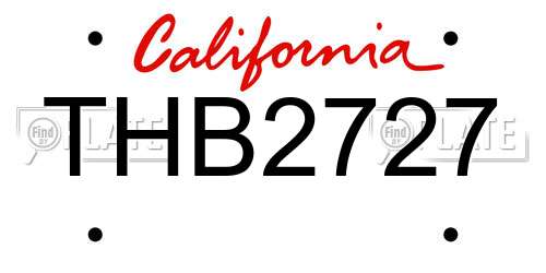 THB2727 California License Plate
