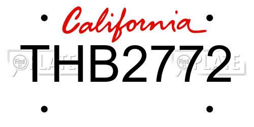 THB2772 California License Plate
