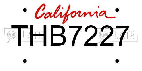 THB7227 California License Plate