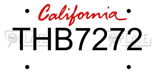THB7272 California License Plate