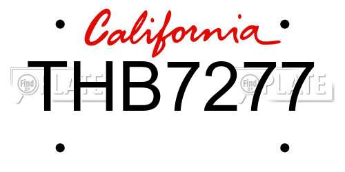 THB7277 California License Plate